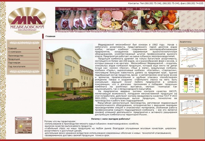 Сайт для Медведовский мясокомбинат